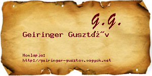 Geiringer Gusztáv névjegykártya